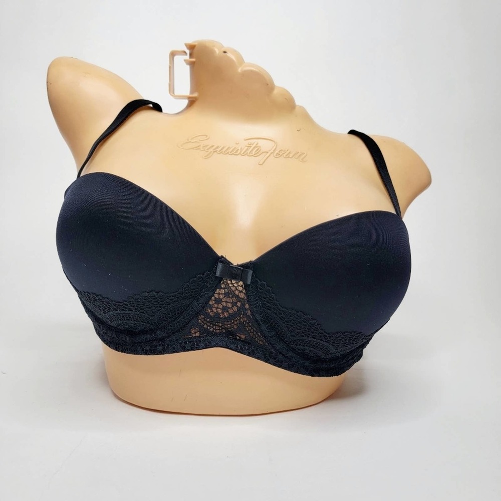 Nwt Auden Plunge Coverage Push-Up Strapless Bra Black 34B Convertible Straps